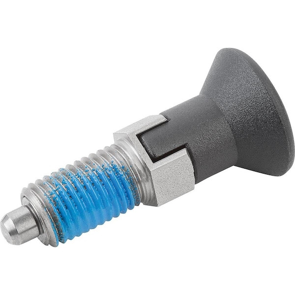 Indexing Plunger Size:9 D1=M06X0, 75, D=3, Form:Cp W Locking Slot Wout Locknut, Stainless Hardened,